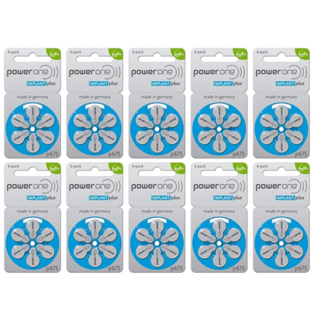 Power One P675 Implant Plus hoortoestel batterijen (blauw) 10 pakjes