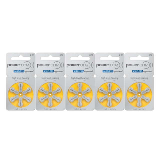 Power One P10 hoortoestel batterijen (Geel) 5 pakjes