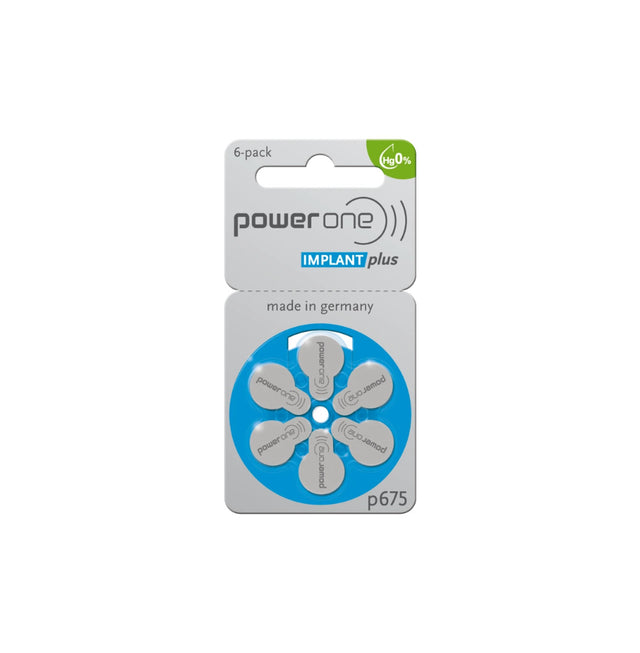 Power One P675 Implant Plus hoortoestel batterijen (blauw) 1 pakje