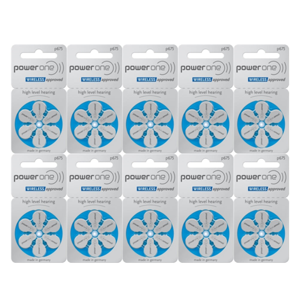 Power One P675 hoortoestel batterijen (Blauw) 10 pakjes