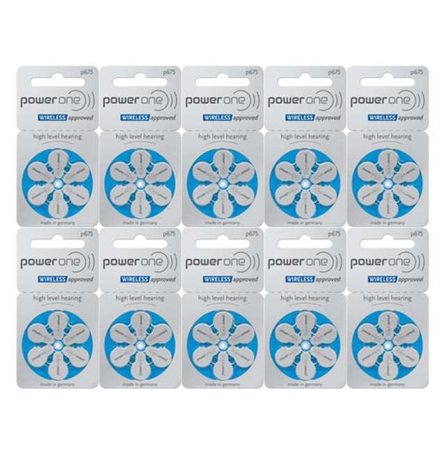 Power One P675 hoortoestel batterijen (Blauw) 10 pakjes