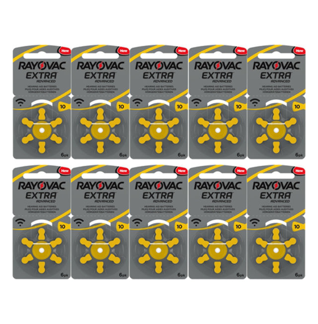 Rayovac Extra Advanced 10 hoortoestel batterijen (Geel) 10 pakjes
