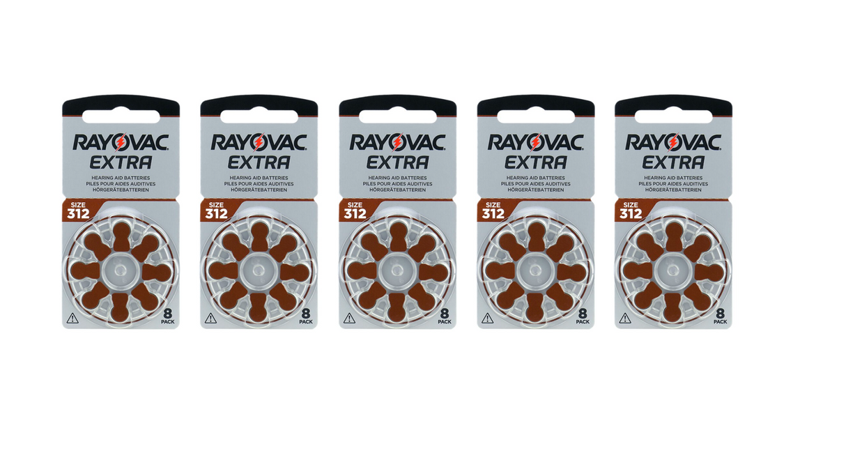 Rayovac Extra Advanced 312 hearing aid batteries (Brown) 5 packs